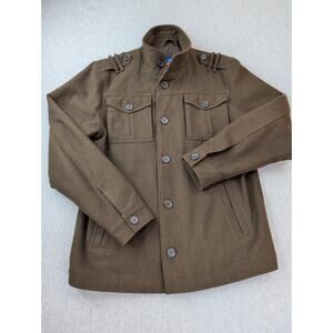 Old Navy Mens Green Brown MED Military Style Field Utility Jacket Wool Blend